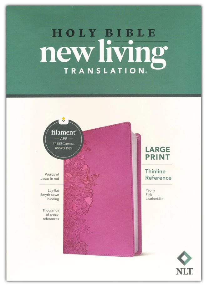 Tyndale House Publishing NLT Large Print Thinline Reference Bible, Filament Enabled Edition (Red Letter,