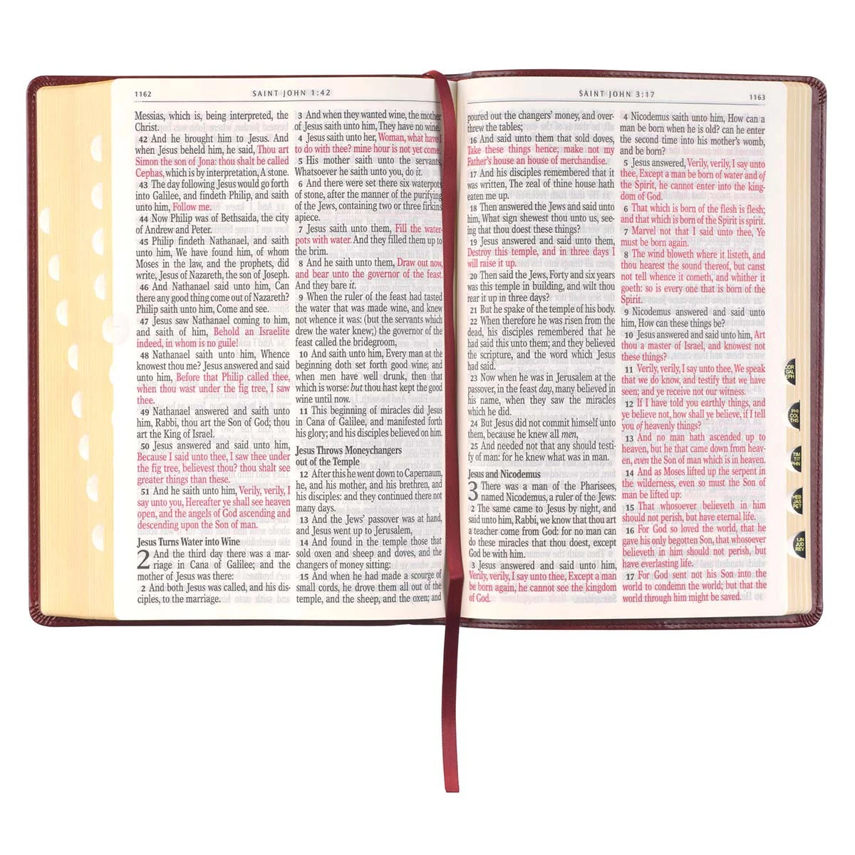 Christian Art Gifts Burgundy Faux Leather Full-size Giant Print King James Version Bible With Thumb - Image 3