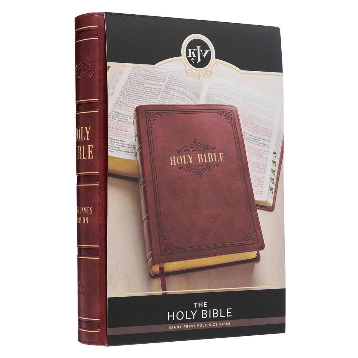 Christian Art Gifts Burgundy Faux Leather Full-size Giant Print King James Version Bible With Thumb - Image 4