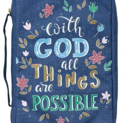 Size: Medium BC: Canvas Medium Navy With God All Things Matthew 19:26