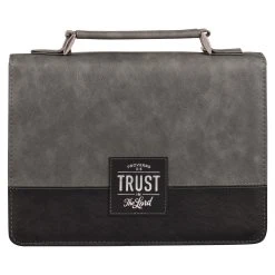 BC: Trust In The LORD Gray And Black Faux Leather Large