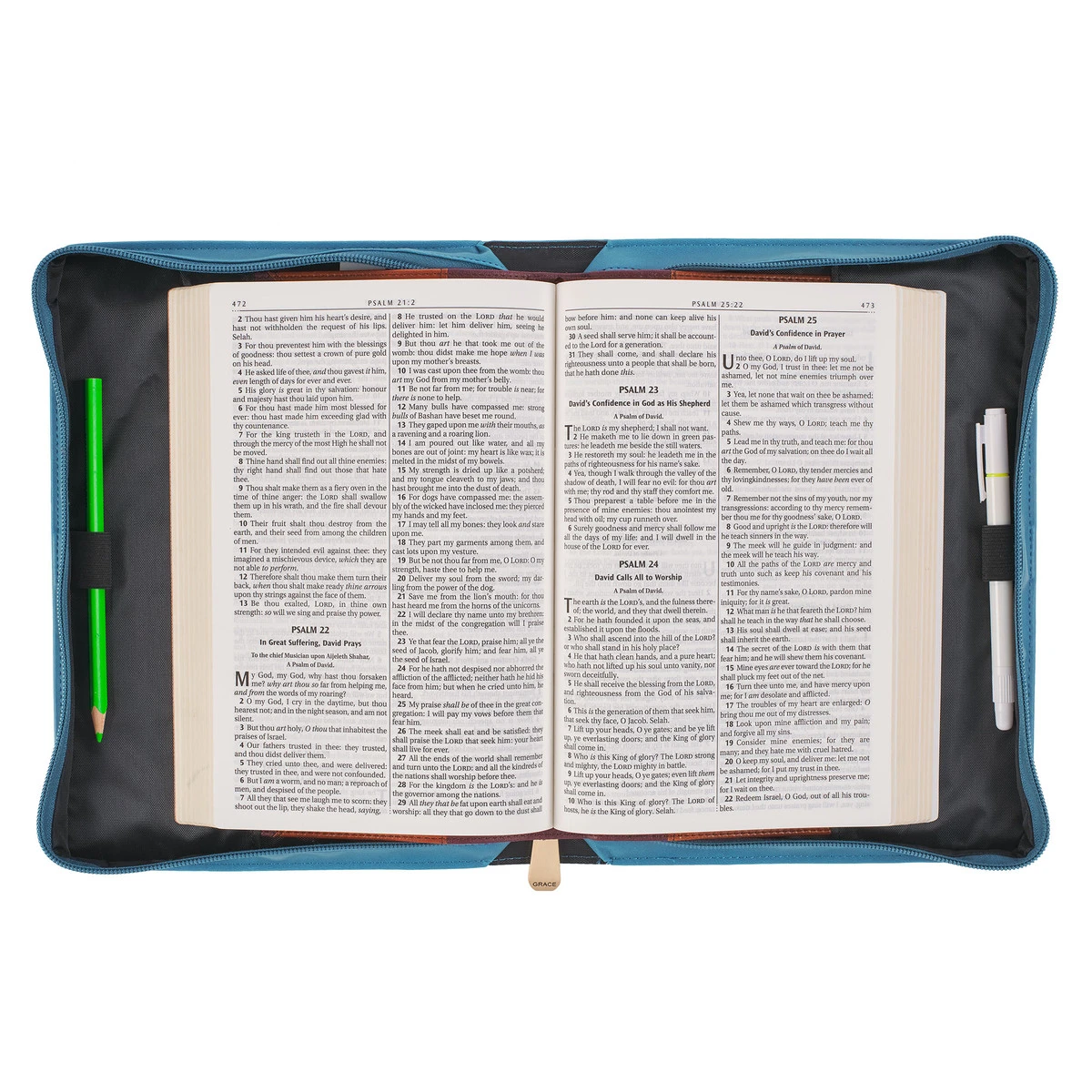 BC: Hope In The LORD Floral Mediterranean Blue Faux Leather Medium - Image 3