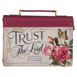 BC: Trust In The LORD Floral Pomegranate Red Faux Leather Medium