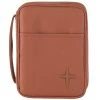 BC: Caramel Brown Cross Large Vinyl Bible Cover With Handle