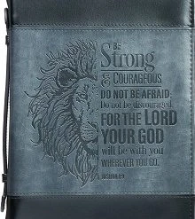 Size: Extra Large BC: Faux Leather Be Strong Joshua 1:9 Extra Large