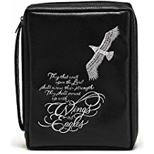 Size: Large BC: Wings As Eagles Black Embroidered Leather Like Vinyl Large