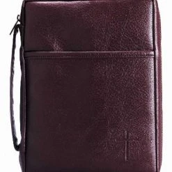 BC: Burgundy Embossed Cross Leather Look Small