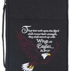 Size: Large BC: Embroidered Large Eagle Isaiah 40:31 Black Large