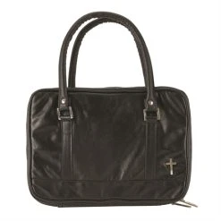 WEIGHT: 3 Lbs BC: Purse Black Leather Large Print