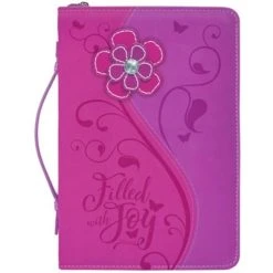 Size: Extra Large BC: Filled With Joy Psalm Daisy Floral Hot Pink X-Large Faux Leather
