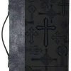 Size: Medium BC: Cross Design Midnight Black And Silver Tone Medium Faux Leather
