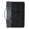 Size: Extra Large BC: Cross Design Midnight Black And Silver Tone X-Large