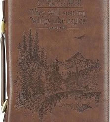 WEIGHT: 1 Lbs BC: On Wings Like Eagles Brown Faux Leather Classic Large – Isaiah 40:31