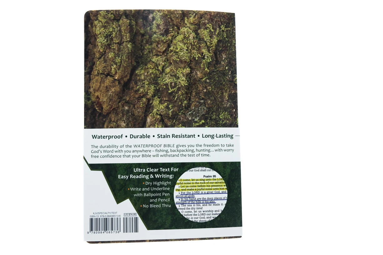 Audience: Boys, Men, Teen KJV Waterproof Bible-Camouflage –Tree Bark - Image 4