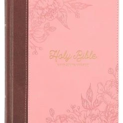 Christian Art Gifts KJV Notetaking Bible Twotone Pink/Brown Floral Faux Leathe