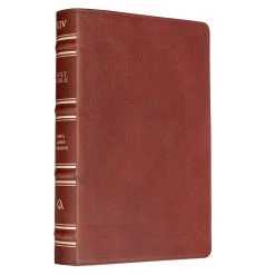 Christian Art Gifts KJV Tan Full Grain Leather Giant Print Full-size With Thumb Indexing