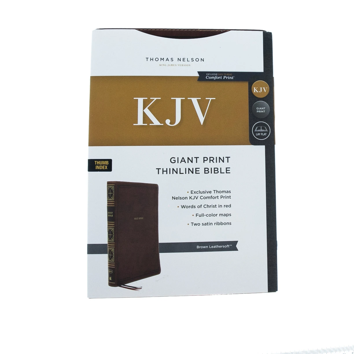 Thomas Nelson KJV Giant-Print Thinline Bible, Comfort Print -Leather-look, Brown Indexed - Image 2