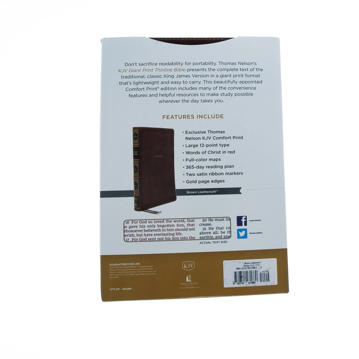 Thomas Nelson KJV Giant-Print Thinline Bible, Comfort Print -Leather-look, Brown Indexed - Image 5