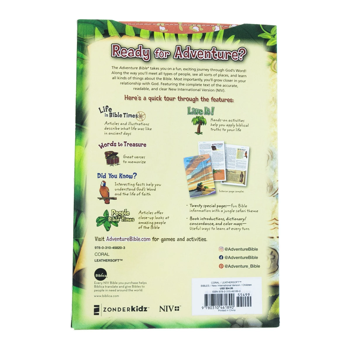 Zondervan NIV Adventure Bible Leathersoft – Coral - Image 6