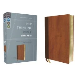 Zondervan NIV , Thinline Bible, Giant Print, Leathersoft, Brown, Red Letter, Comfort Print