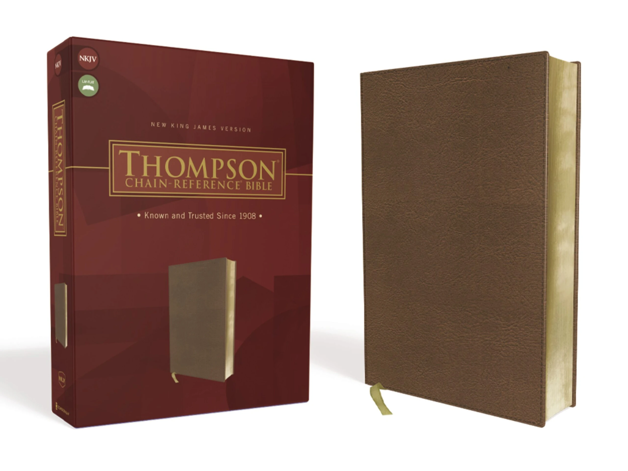 Zondervan NKJV, Thompson Chain-Reference Bible, Leathersoft, Brown, Red Letter