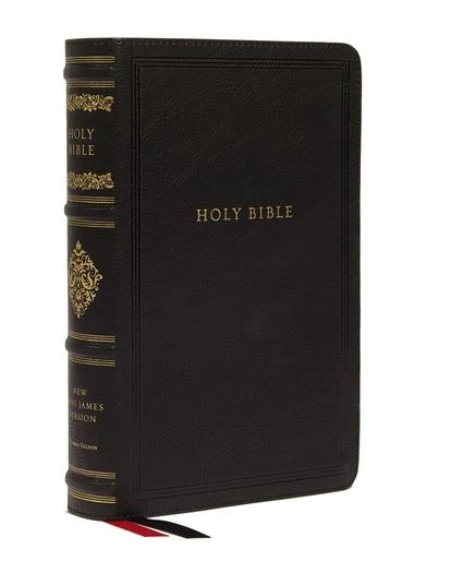 Thomas Nelson NKJV Personal Size Reference Bible, Sovereign Collection, Leathersoft, Black