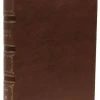 NKJV Single-Column Wide-Margin Reference Bible Brown Leathersoft