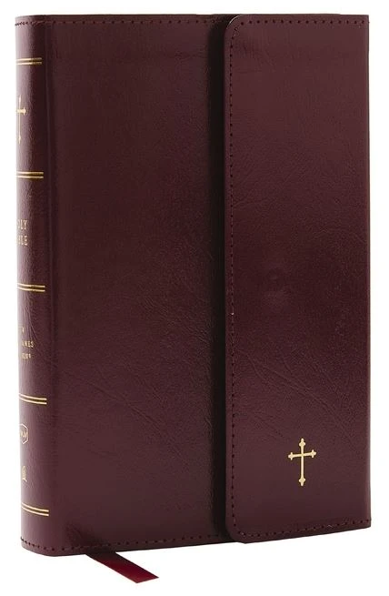 Thomas Nelson NKJV Compact Paragraph-Style Bible, Burgundy Leatherflex W/ Magnetic Flap