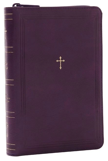 Thomas Nelson NKJV Compact Paragraph-Style Bible Purple Leathersoft With Zipper