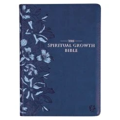 Christian Art Gifts NLT Navy Blue Faux Leather Spiritual Growth Bible