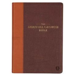 Christian Art Gifts NLT Two-tone Espresso And Toffee Brown Faux Leather Spiritual Growth Bible