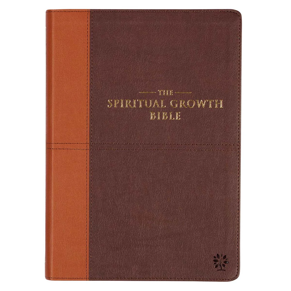 Christian Art Gifts NLT Two-tone Espresso And Toffee Brown Faux Leather Spiritual Growth Bible
