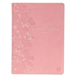 Christian Art Gifts NLT Pink Faux Leather Spiritual Growth Bible