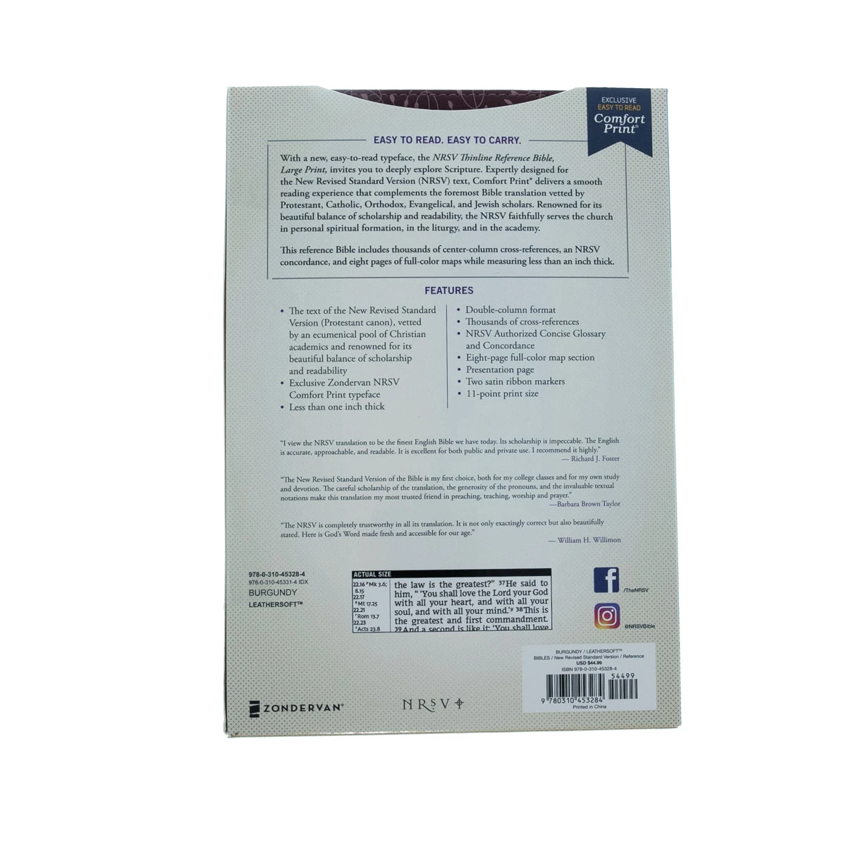 Zondervan NRSV, Thinline Reference Bible, Large Print, Leathersoft, Burgundy - Image 5